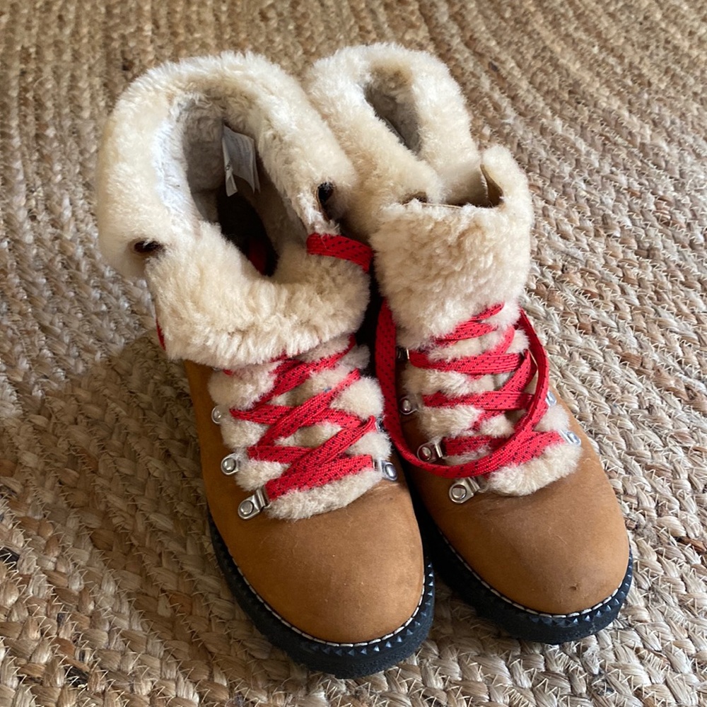 J Crew Nordic shearling boots tan size 8M